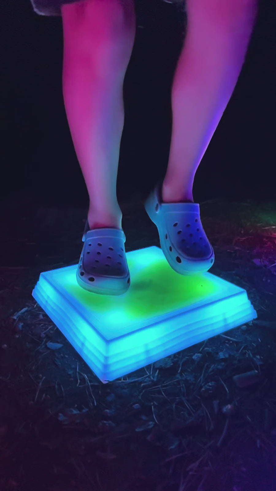 Square LED liquid sensory stepping stone demonstration